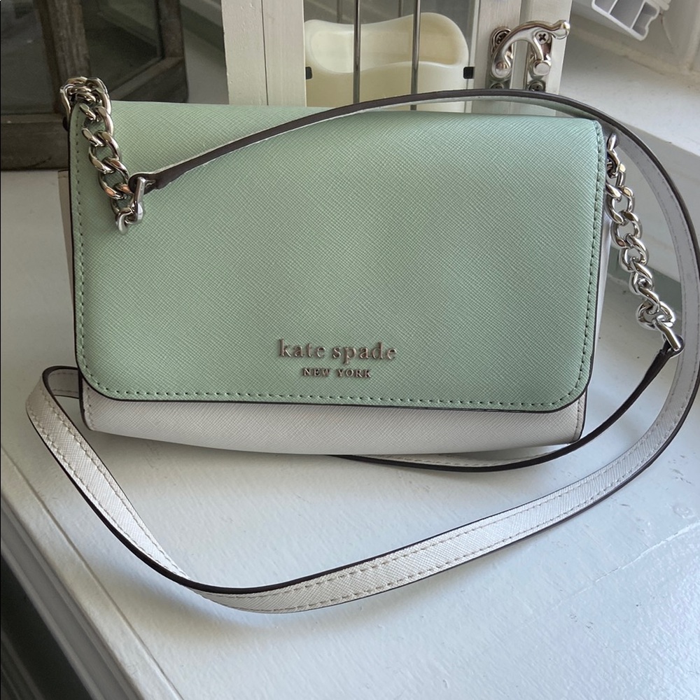 Kate Spade Mint and White Crossbody Bag